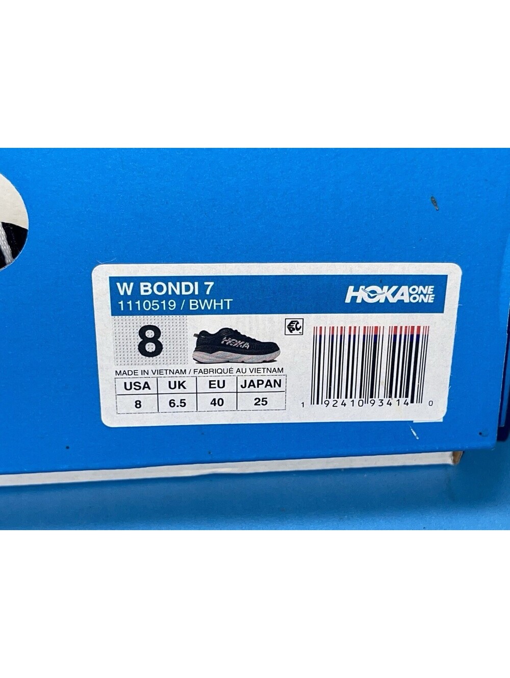 HOKA Bondi 7 Women’s Running Shoes Black White Size 8 BWHT 1110519 - Picture 7 of 7